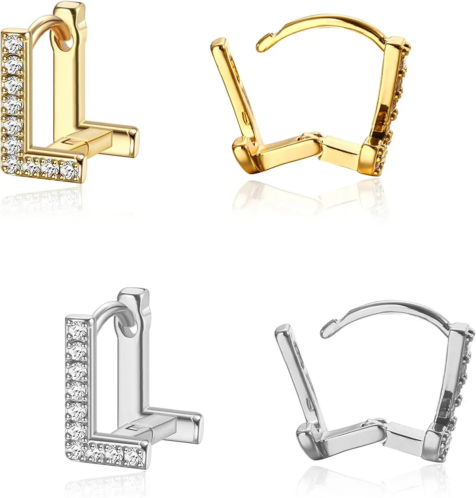 2 Pairs Initial Stud Earrings for Women 14K Gold Plated 26 Letters Alphabet Earrings Christmas Gift - Grocery