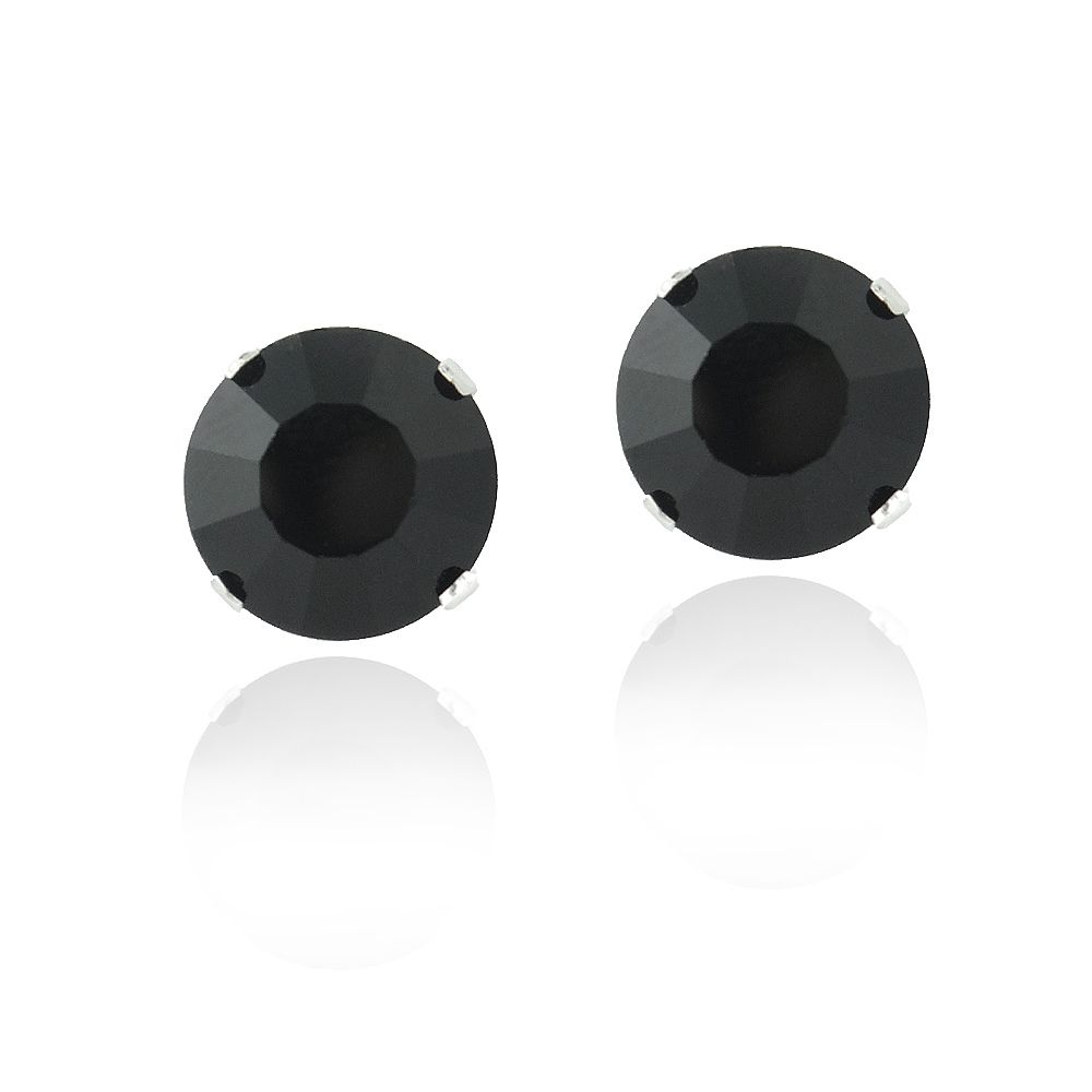 Sterling Silver Black Swarovski Elements Stud Earrings, 8mm - Grocery