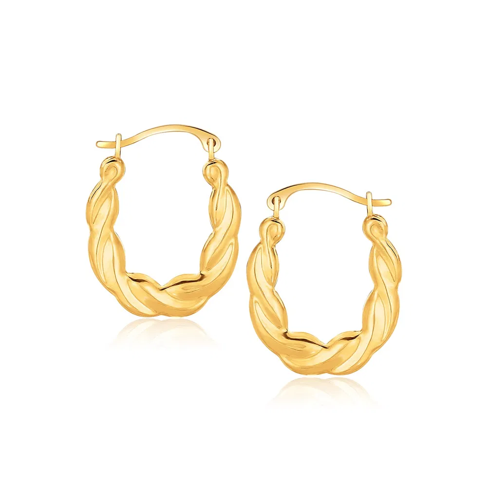 10k Yellow Gold Oval Twist Hoop Earrings - Grocery