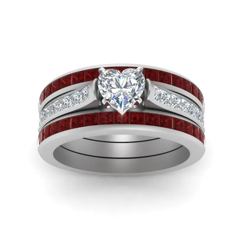 New Ruby Heart Ring Popular In Europe And America - Grocery