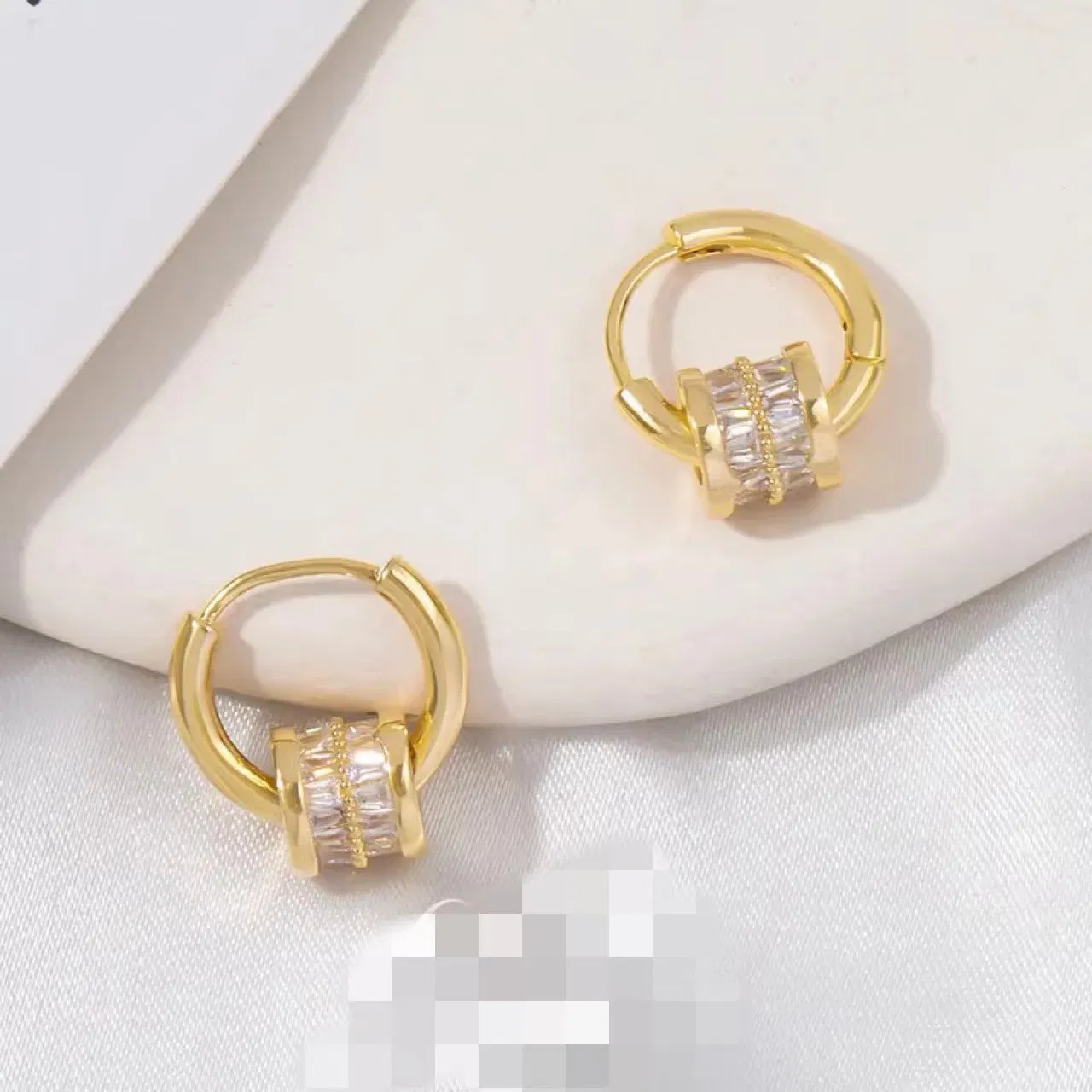 Copper Alloy Zircon Earrings Alphabet - Grocery