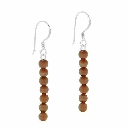 Sterling Silver 4mm Brown Cats Eye Beaded Dangle Earrings - Grocery