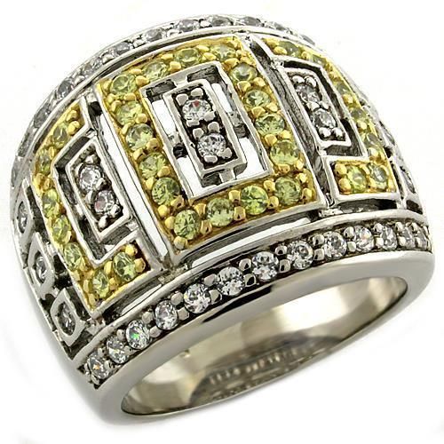 LOAS1043 - Gold+Rhodium 925 Sterling Silver Ring with AAA Grade CZ in Clear - Grocery