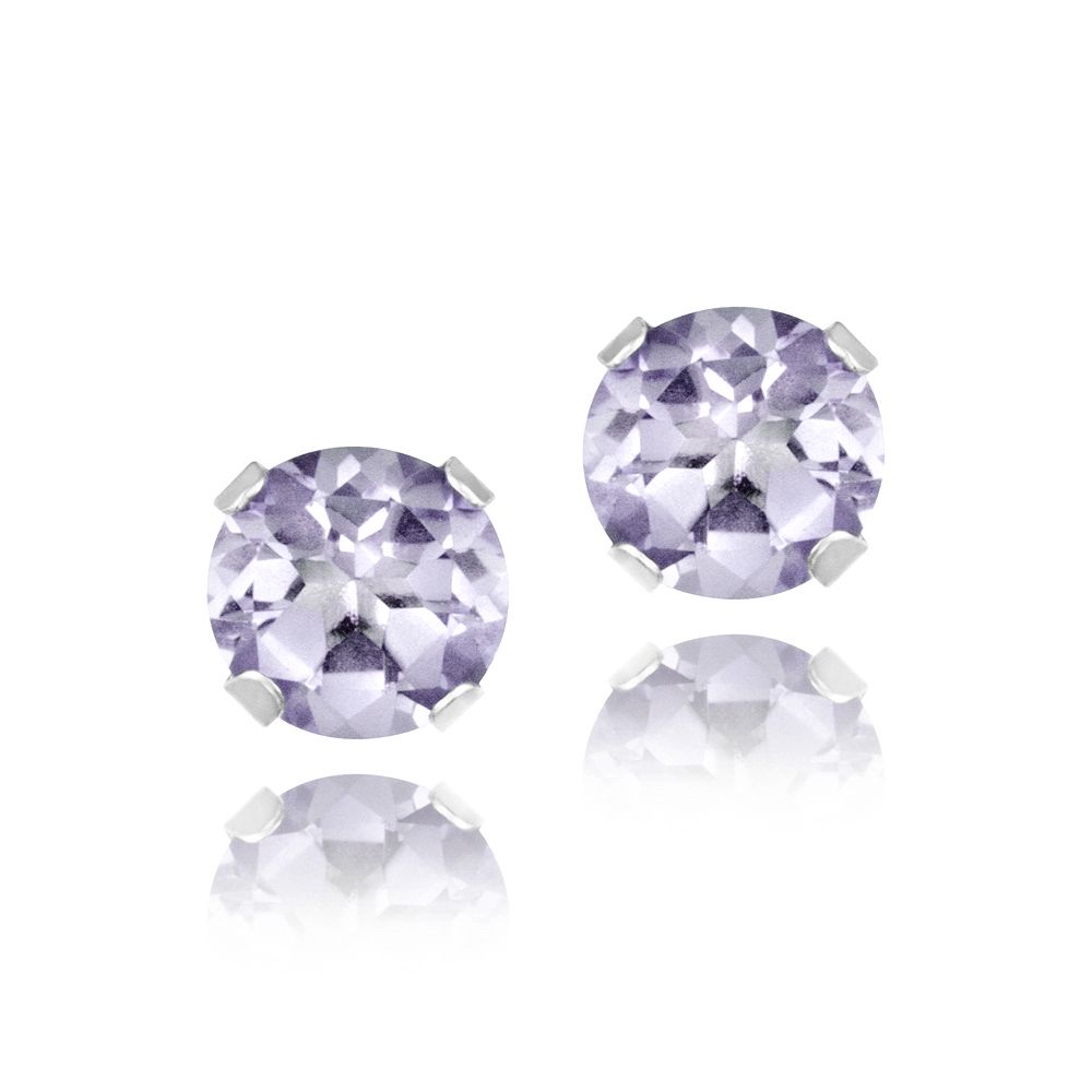 Sterling Silver 1/2ct Lavender CZ Stud Earrings, 4mm - Grocery