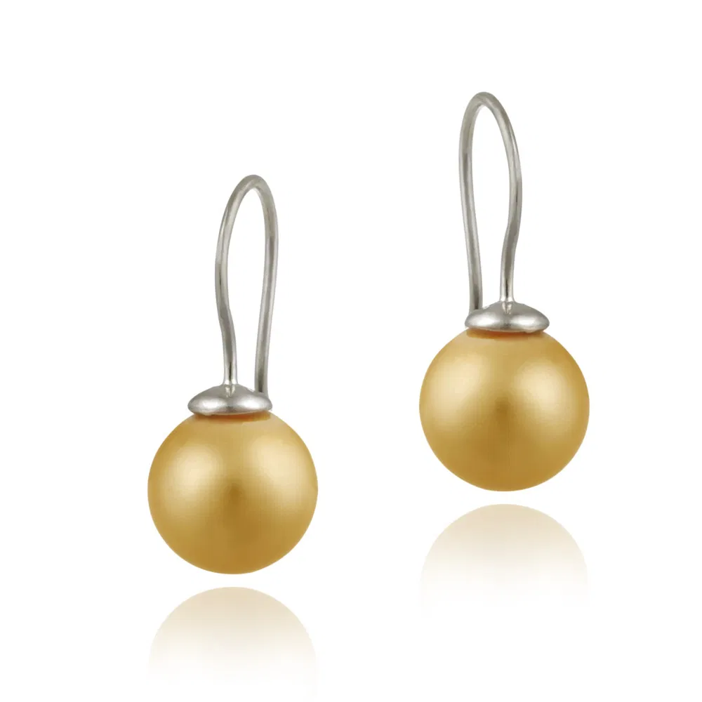 Sterling Silver 10mm Peach Shell Pearl Drop Earrings - Grocery