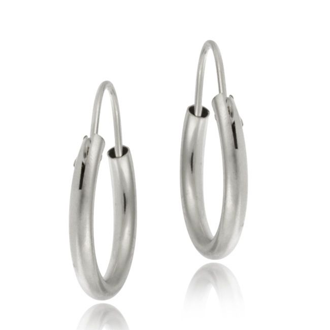 14k White Gold Mini Endless Hoop Earrings - Grocery