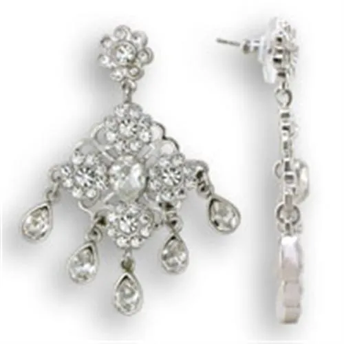 S37110 - Rhodium 925 Sterling Silver Earrings with Top Grade Crystal in Clear - Grocery
