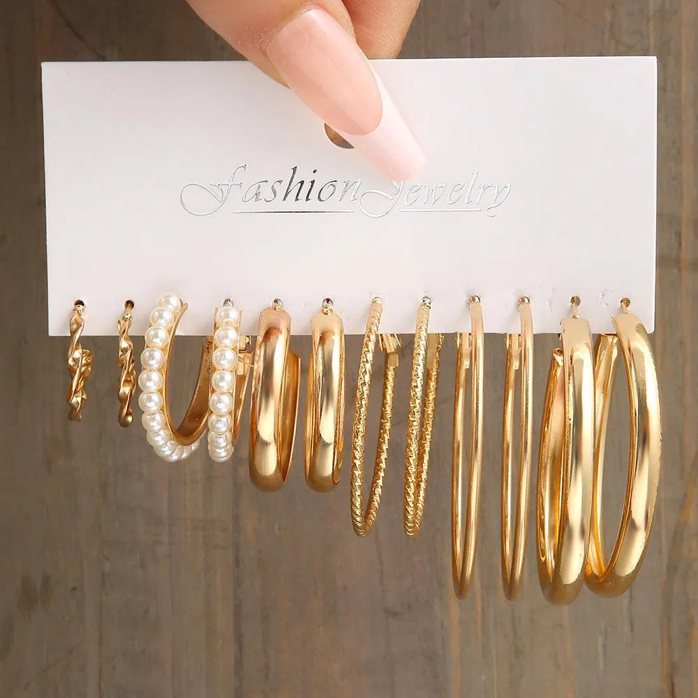 Creative Geometric Earrings Vintage Pearl Set - Grocery