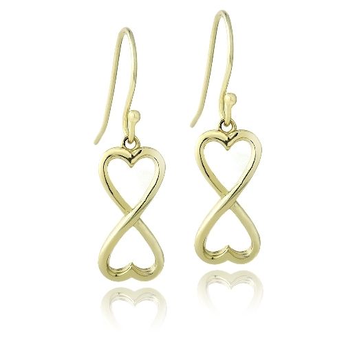 Gold Tone over Sterling Silver Infinity Heart Dangle Earrings - Grocery