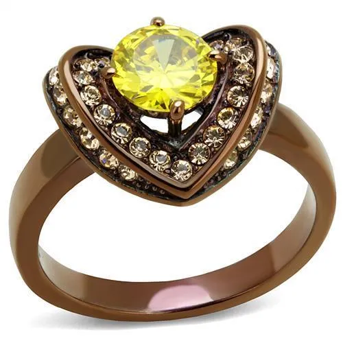 TK2762 - IP Coffee light Stainless Steel Ring with AAA Grade CZ in Topaz - Grocery