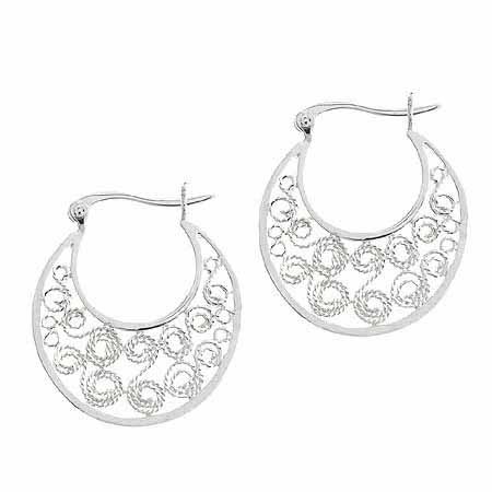 Sterling Silver 24mm Round Filigree Earrings - Grocery