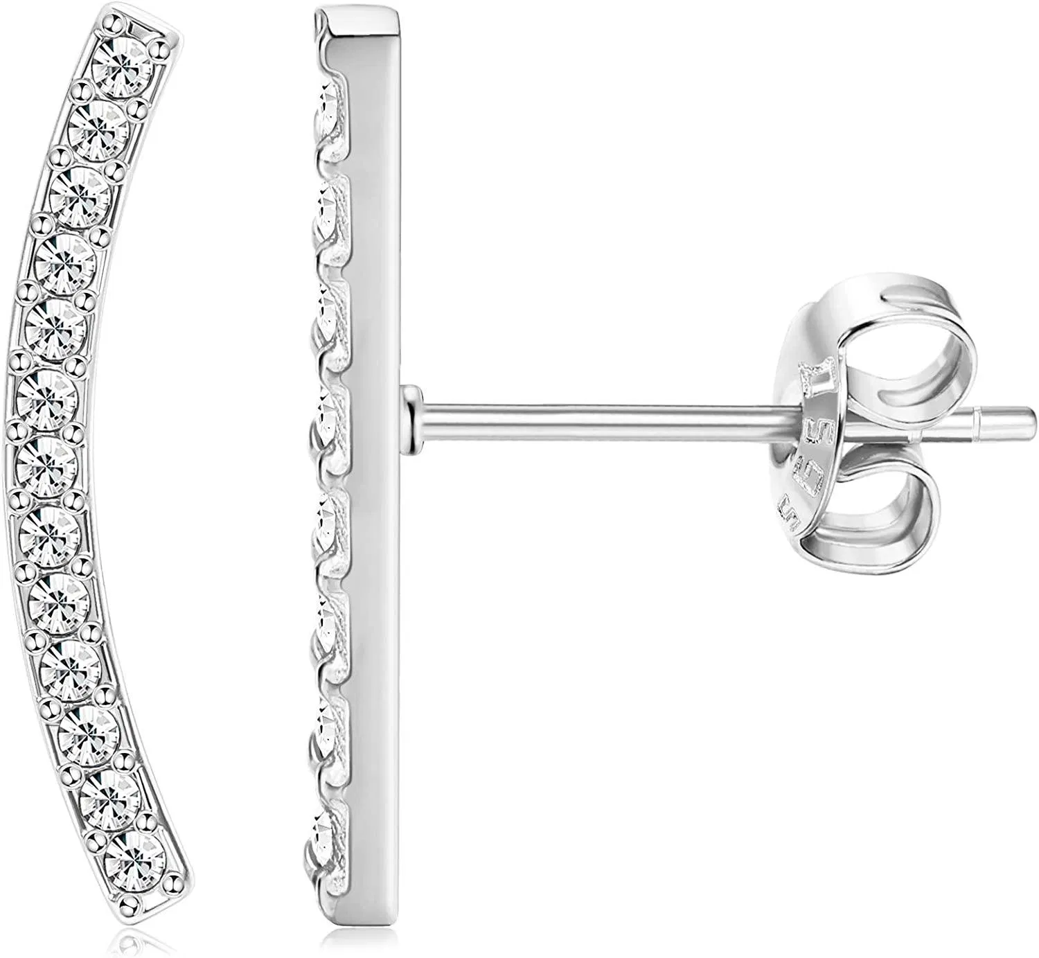 925 Sterling Ear Cuffs Hoop Climber Earrings for Women Cubic Zirconia Crawler Earring Jackets Stud Earrings - Grocery