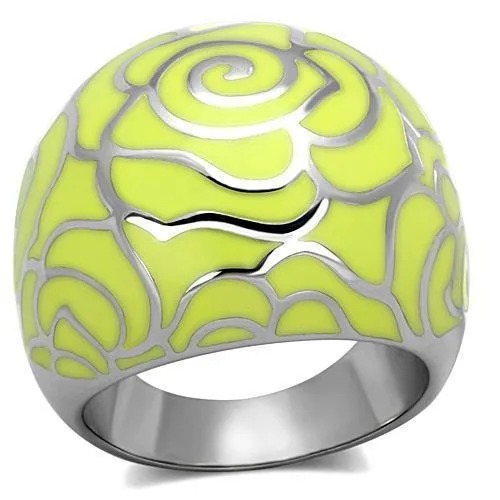 TK1740 - High polished (no plating) Stainless Steel Ring with Epoxy in Citrine Yellow - Grocery