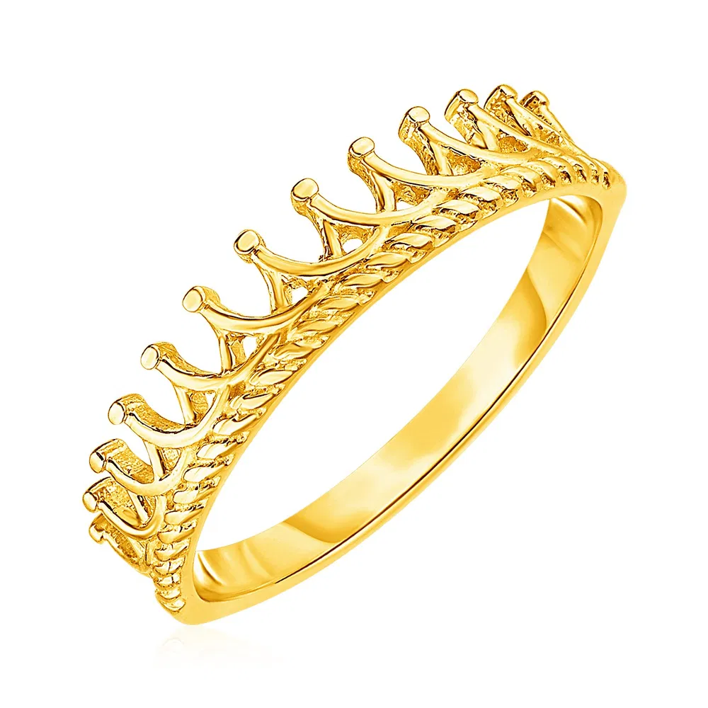 14k Yellow Gold Crown Motif Ring - Grocery
