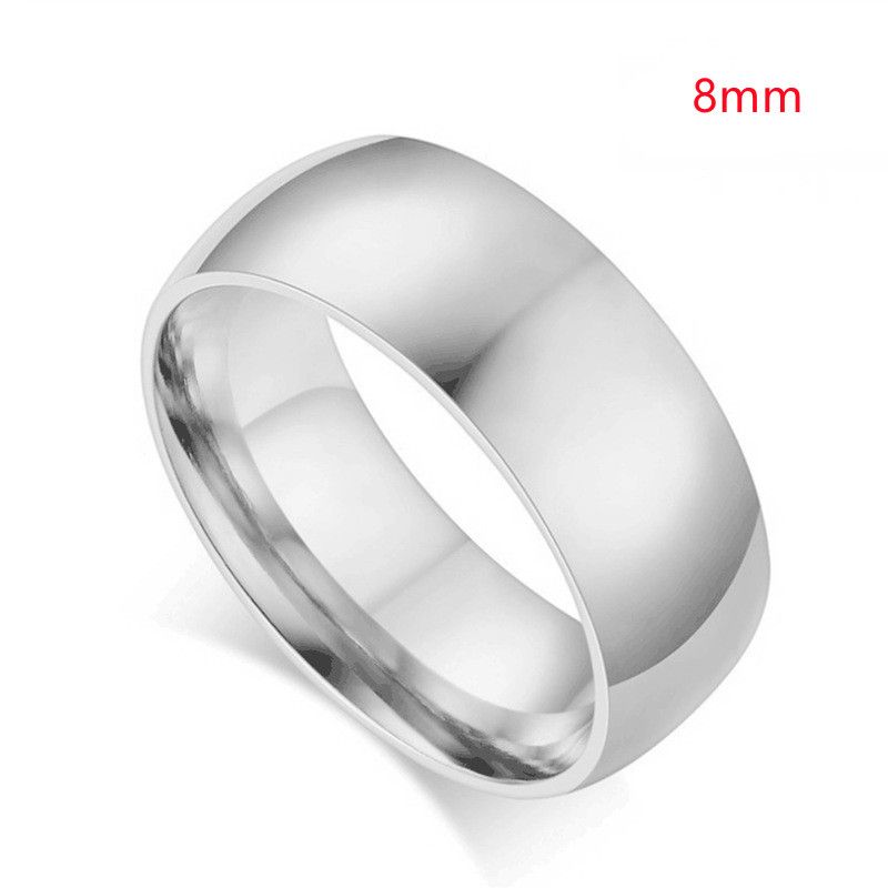 Ornament 4 6 8mm Glossy Simple Bracelet Stainless Steel Couple Ring European And American Men's Titanium Steel Ring - Grocery