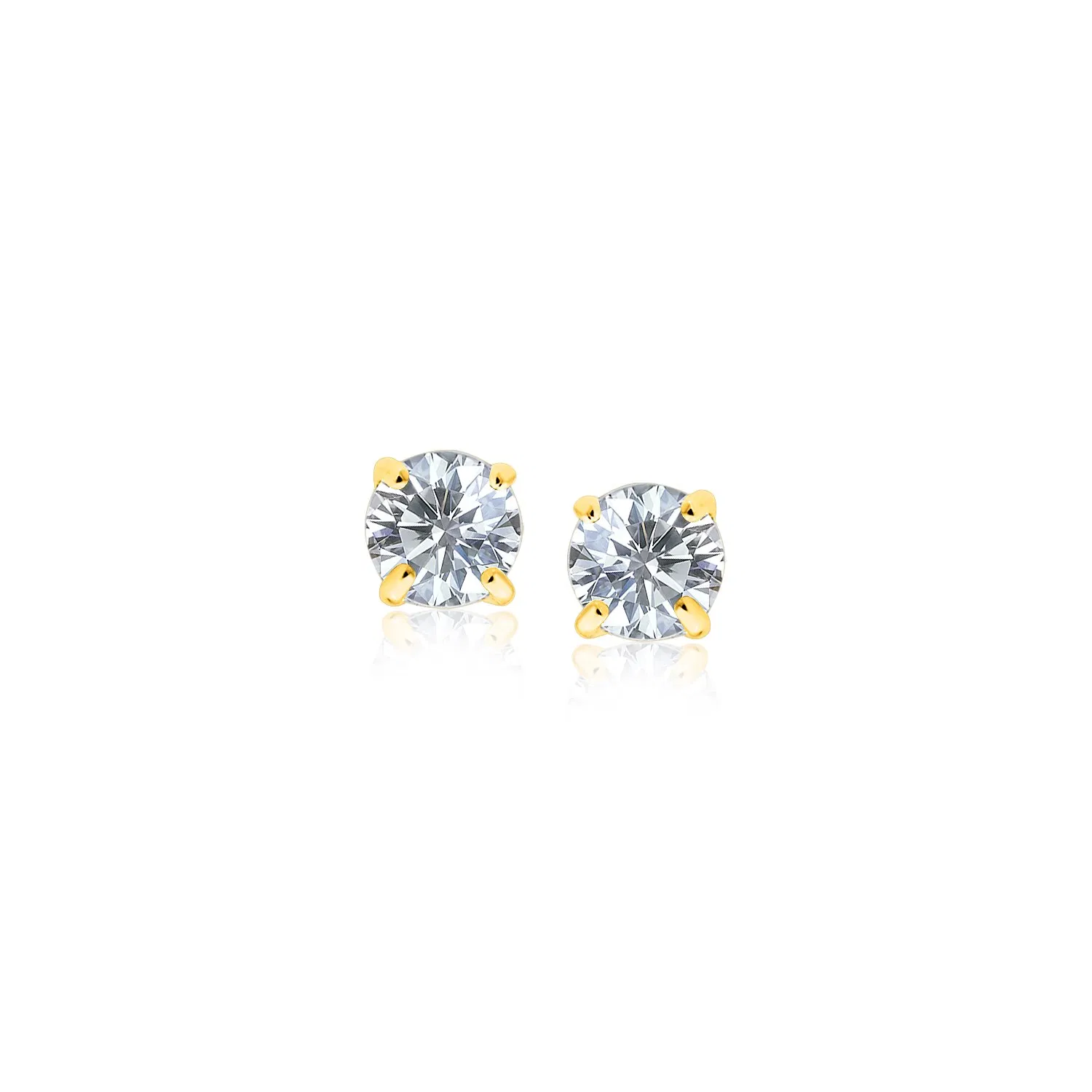 14k Yellow Gold Stud Earrings with White Hue Faceted Cubic Zirconia(3mm) - Grocery