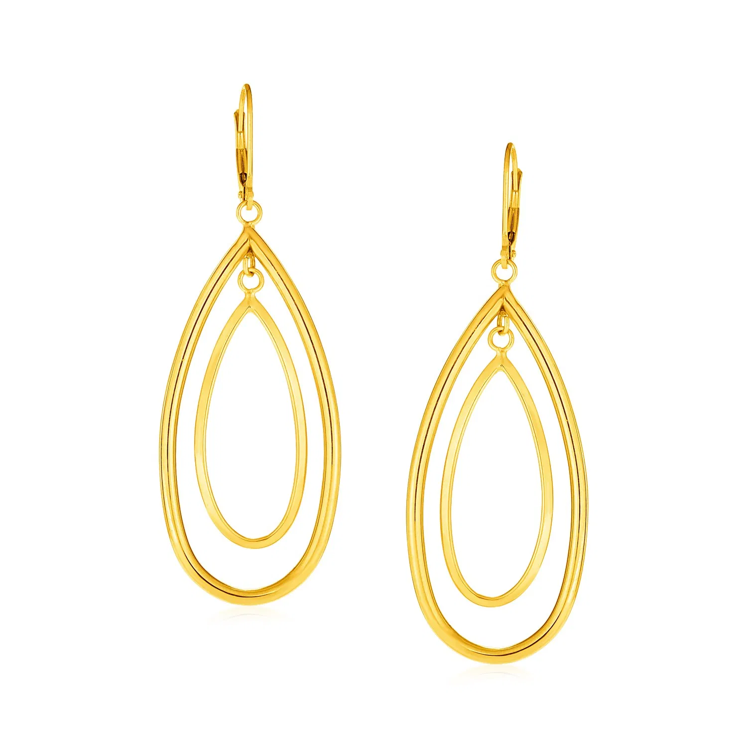 14k Yellow Gold Earrings with Teardrop Dangles - Grocery