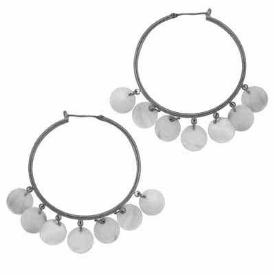 Sterling Silver Dangling Discs Hoop Earrings - Grocery