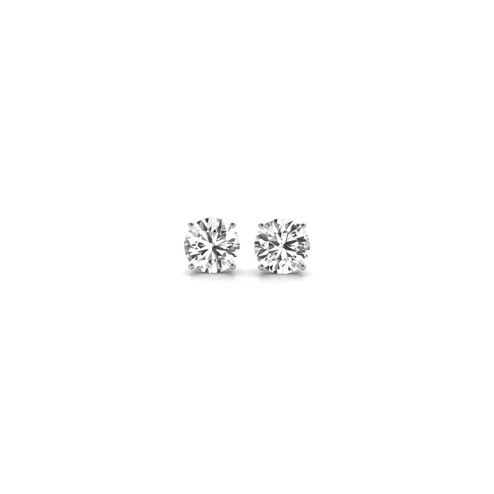 1/2 cttw Lab Grown Round Diamond Stud Earrings 14k White Gold (G/VS2) - Grocery