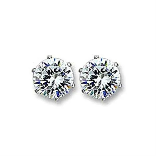 415101 - Rhodium Brass Earrings with AAA Grade CZ in Clear - Grocery