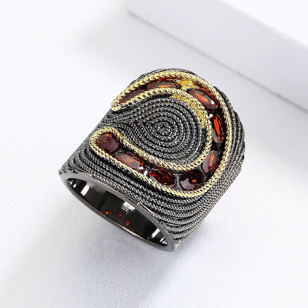 Women's New Hong Kong Style Lace Edge High Carbon Diamond Ring - Grocery