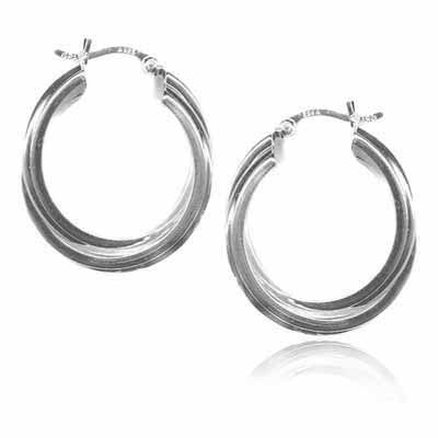 Sterling Silver Twisted Hoop Earrings, 25mm - Grocery