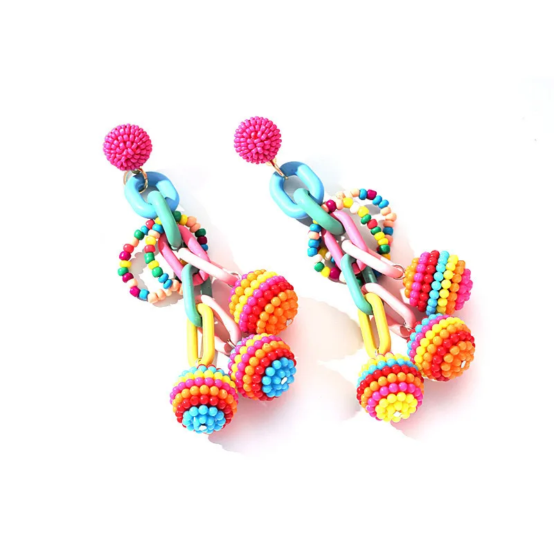 Women's Fashion Candy Color Plum Ball Earrings - Grocery