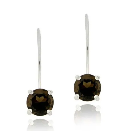 Sterling Silver 2.4 CT. Smokey Quartz Drop Earrings - Grocery