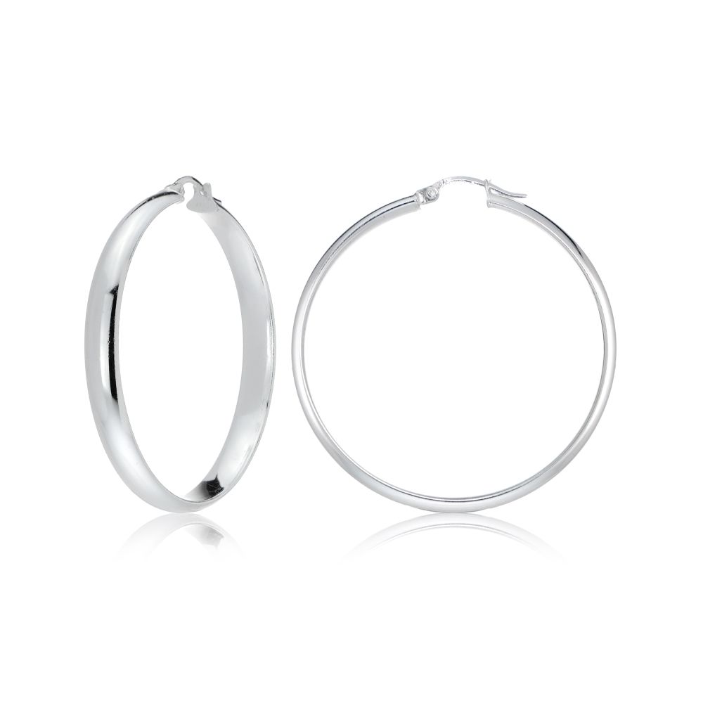 Sterling Silver Half Round Design High Polished Hoop Earrings, 30 - Grocery