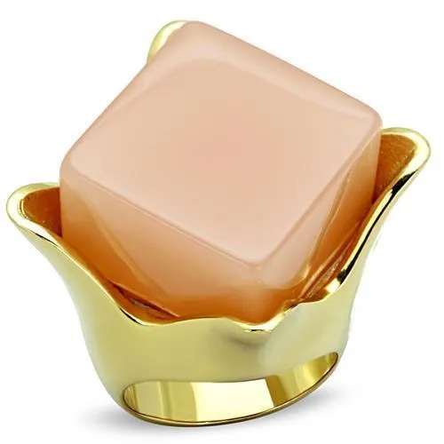 TK1730 - IP Gold(Ion Plating) Stainless Steel Ring with Synthetic Synthetic Stone in Light Rose - Grocery