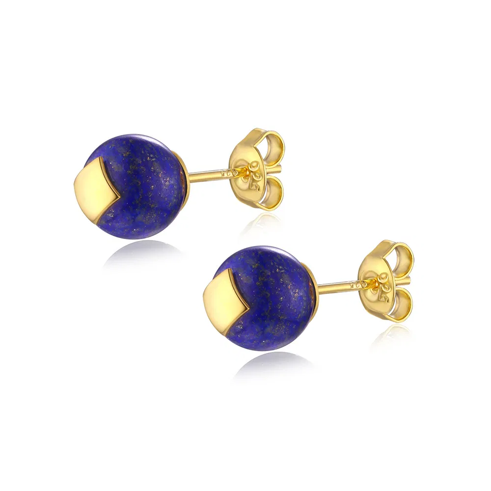 S925 Silver Earrings creative Earrings inlaid With Natural Lapis Lazuli ear Studs - Grocery