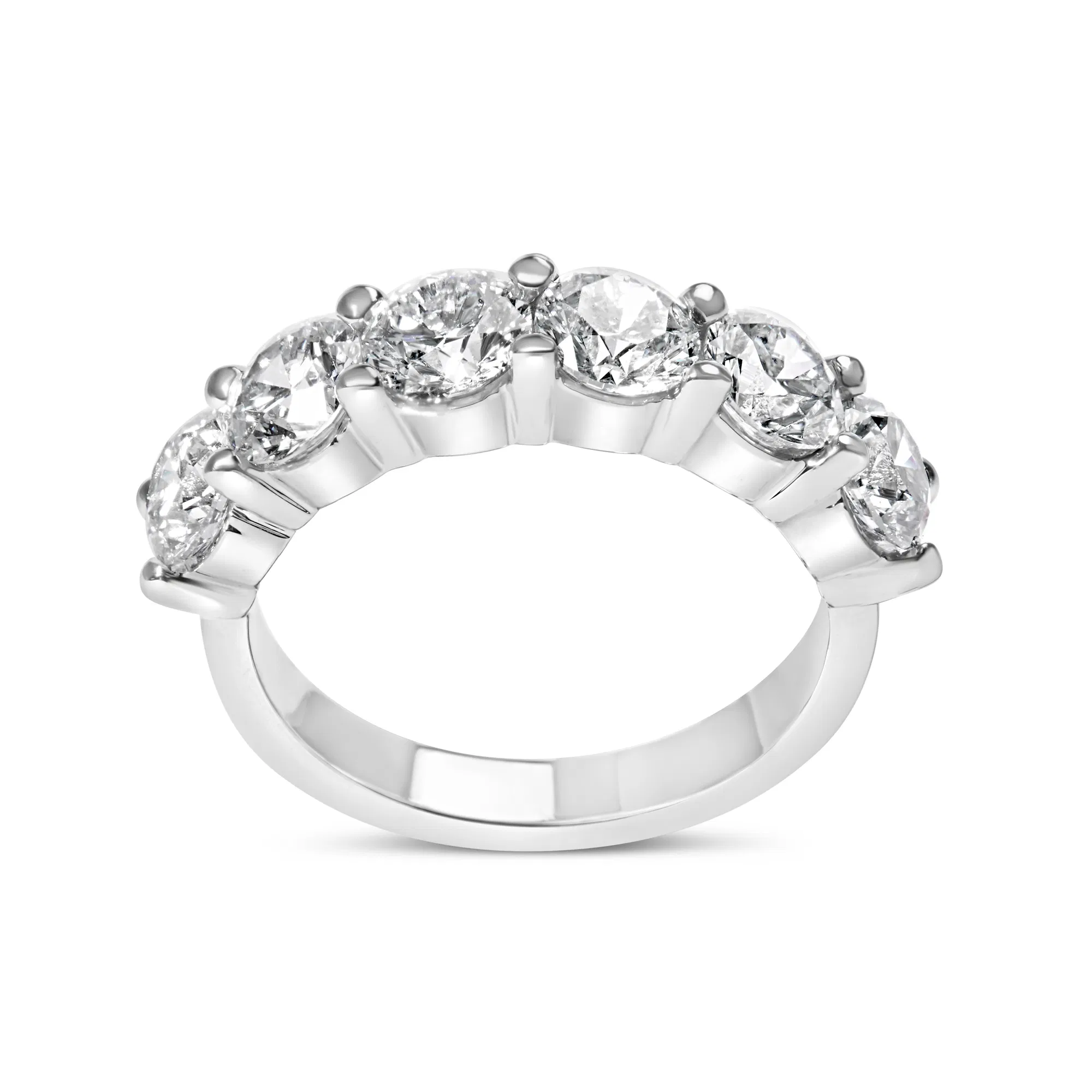 14K White Gold 3.0 Cttw Lab-Grown Diamond Shared Prong Set 6 Stone Band Ring (G-H Color, VS2-SI1 Clarity) - Grocery