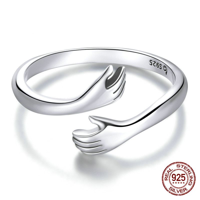 Women's Fashion Sterling Silver Hug Ring - Grocery