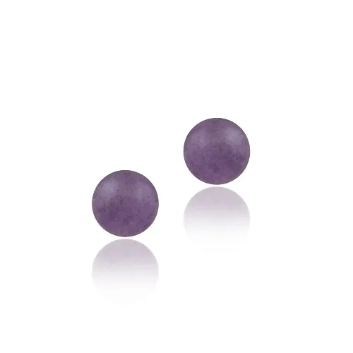 Sterling Silver Dogtooth Amethyst Bead Stud Earrings, 4mm - Grocery