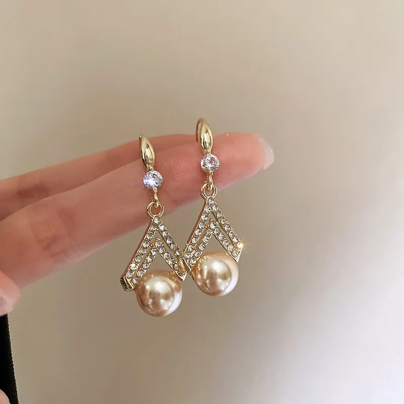 925 Silver Zircon Triangle Hook Earrings 1Pair - Grocery