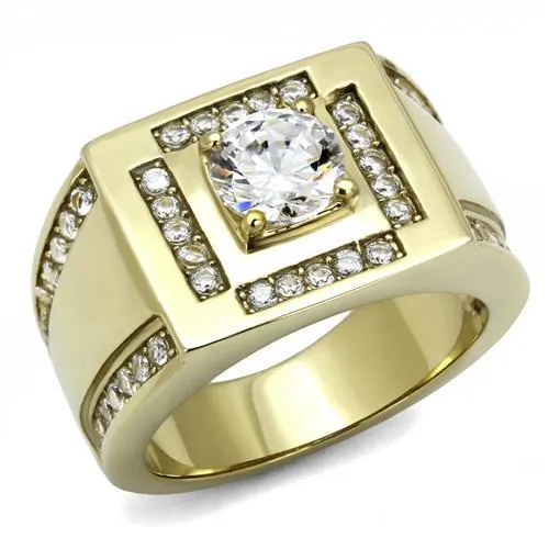 TK3079 - IP Gold(Ion Plating) Stainless Steel Ring with AAA Grade CZ in Clear - Grocery