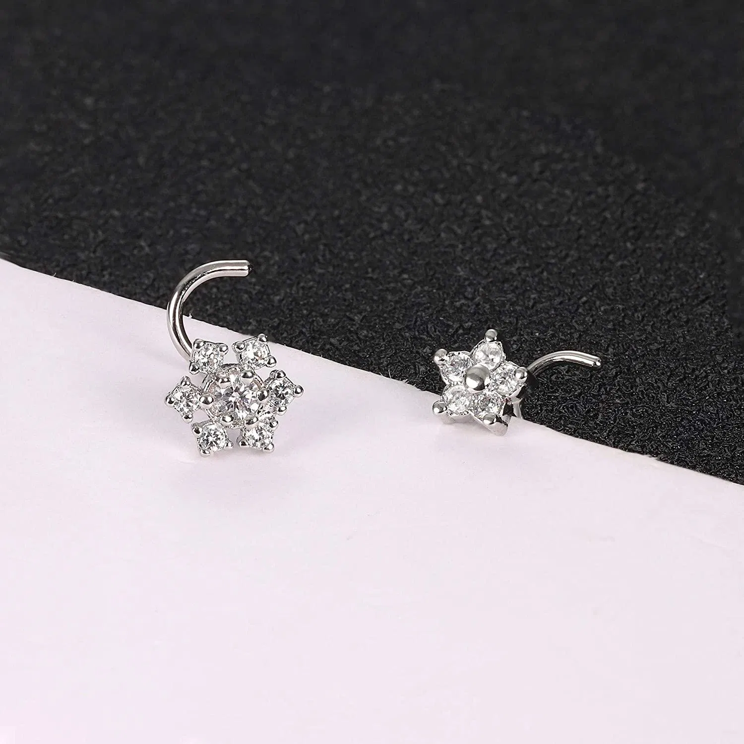 32 PCS CZ Nose Hoop Rings - L-Shaped 20G Surgical Steel Studs With Cubic Zirconia 5 thumbnail image