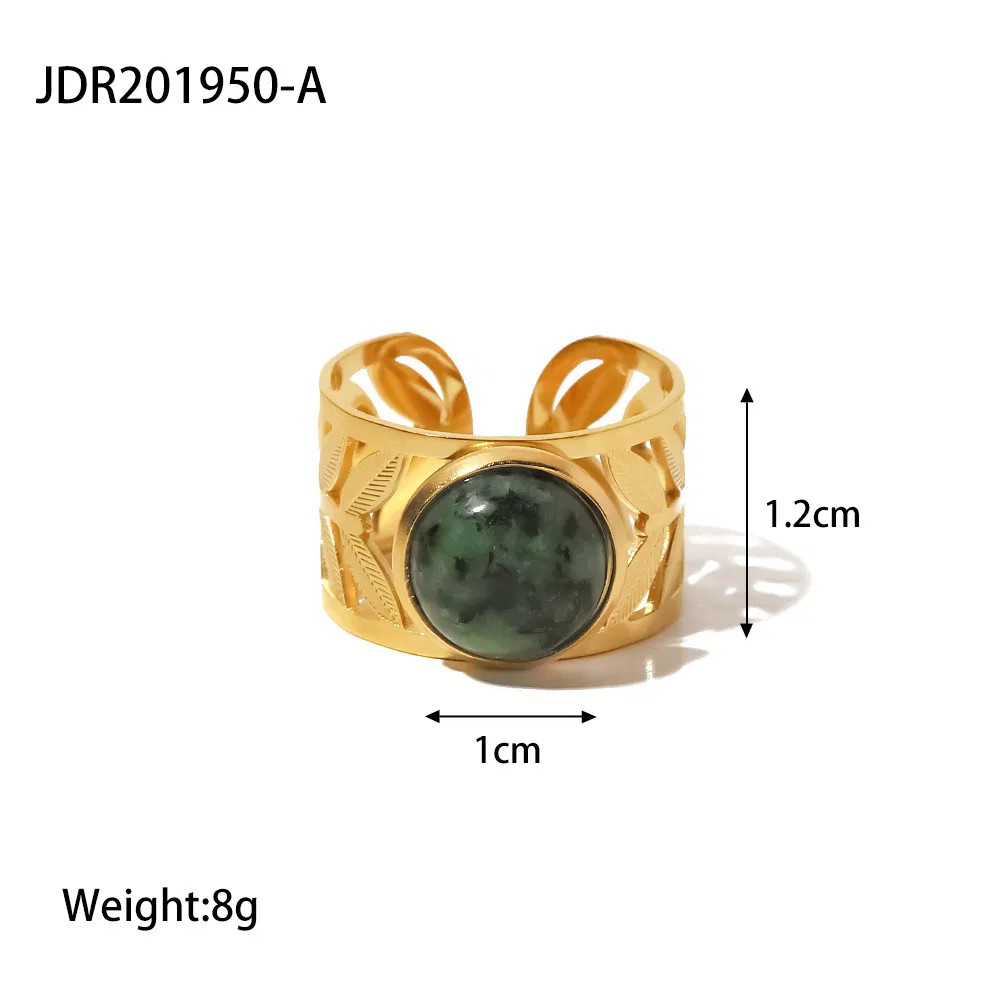 Ring Stainless Steel 18K Gold Hollow Leaves - Grocery