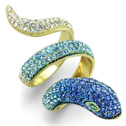 TK1641 - IP Gold(Ion Plating) Stainless Steel Ring with Top Grade Crystal in Multi Color - Grocery