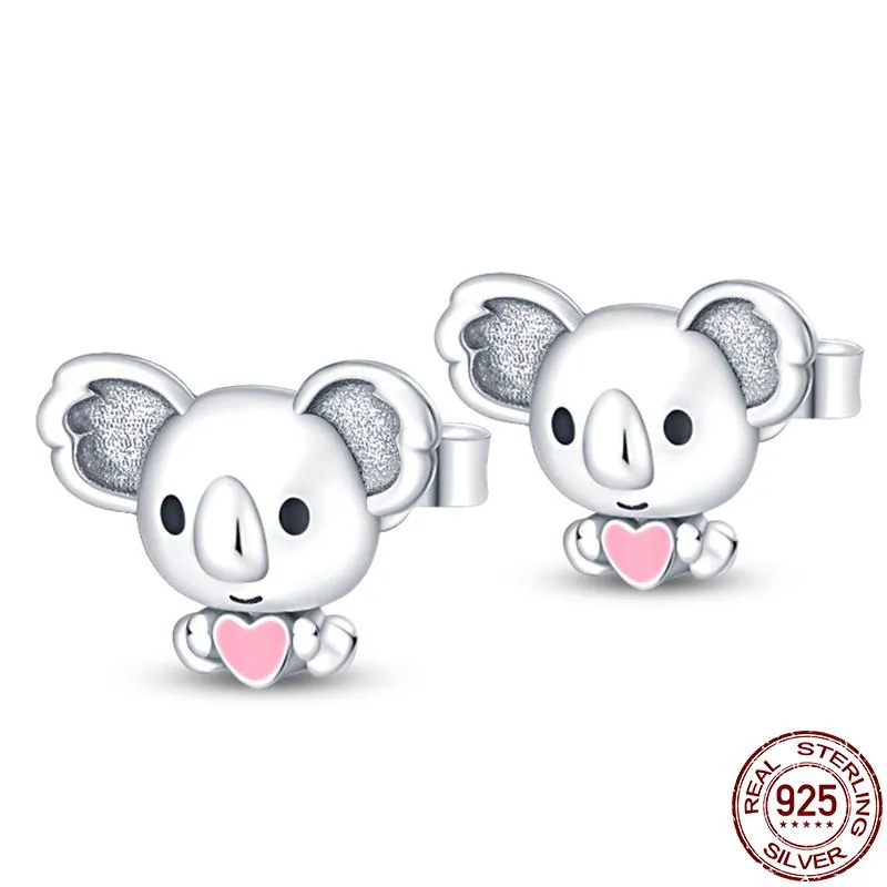 2023 New in original 925 Sterling Silver Round Zirconia Pave Earrings Little Bear Earring For Women Making Jewelry Wedding Gift - Grocery