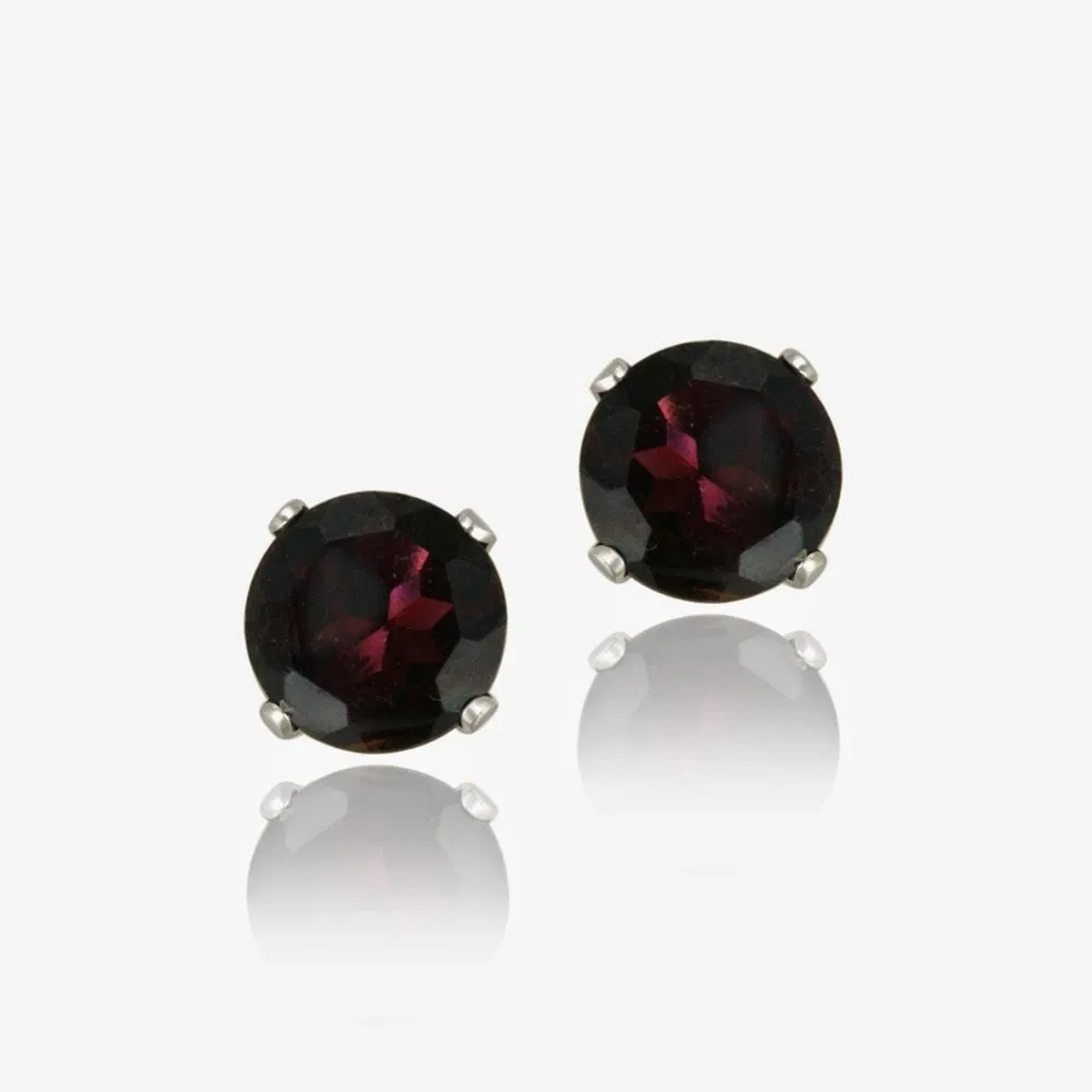 14K Gold 2.2ct Garnet Stud Earrings, 6mm - Grocery
