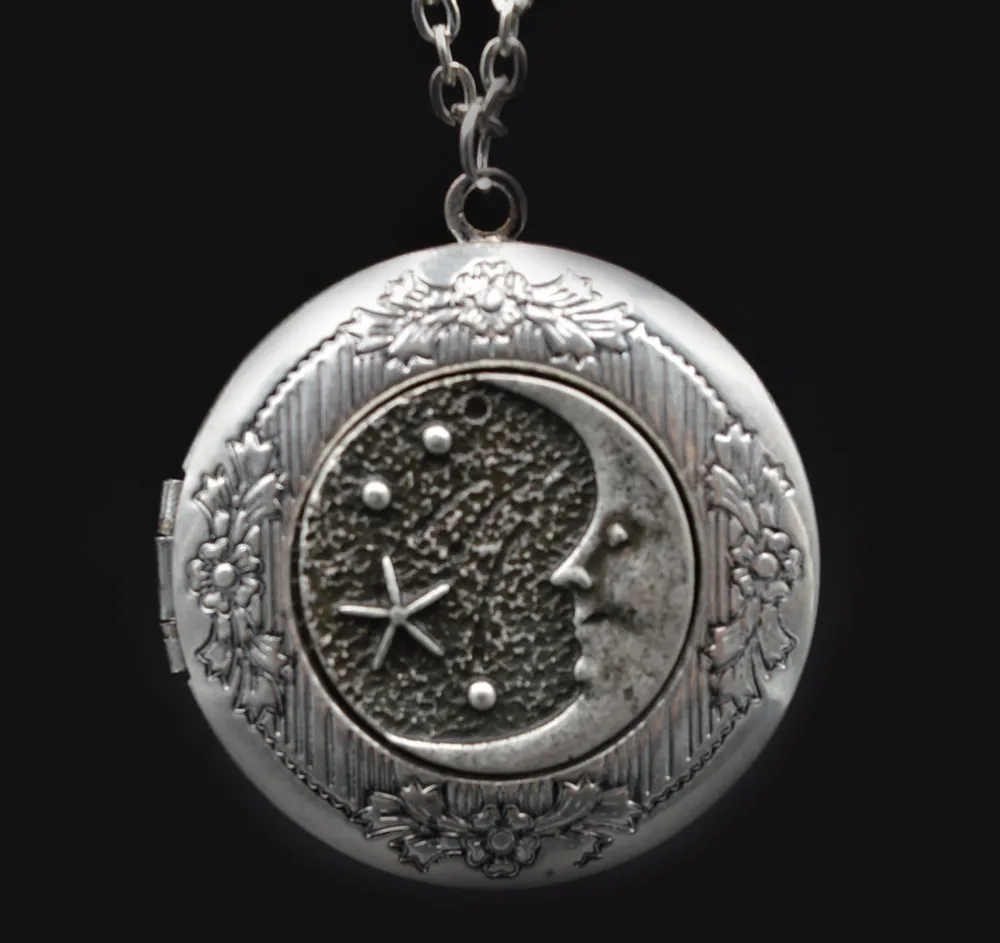 Aromatherapy Necklace Openable Photo Box Moon Perfume Magic Box Essential Oil Pendant Necklace - Grocery
