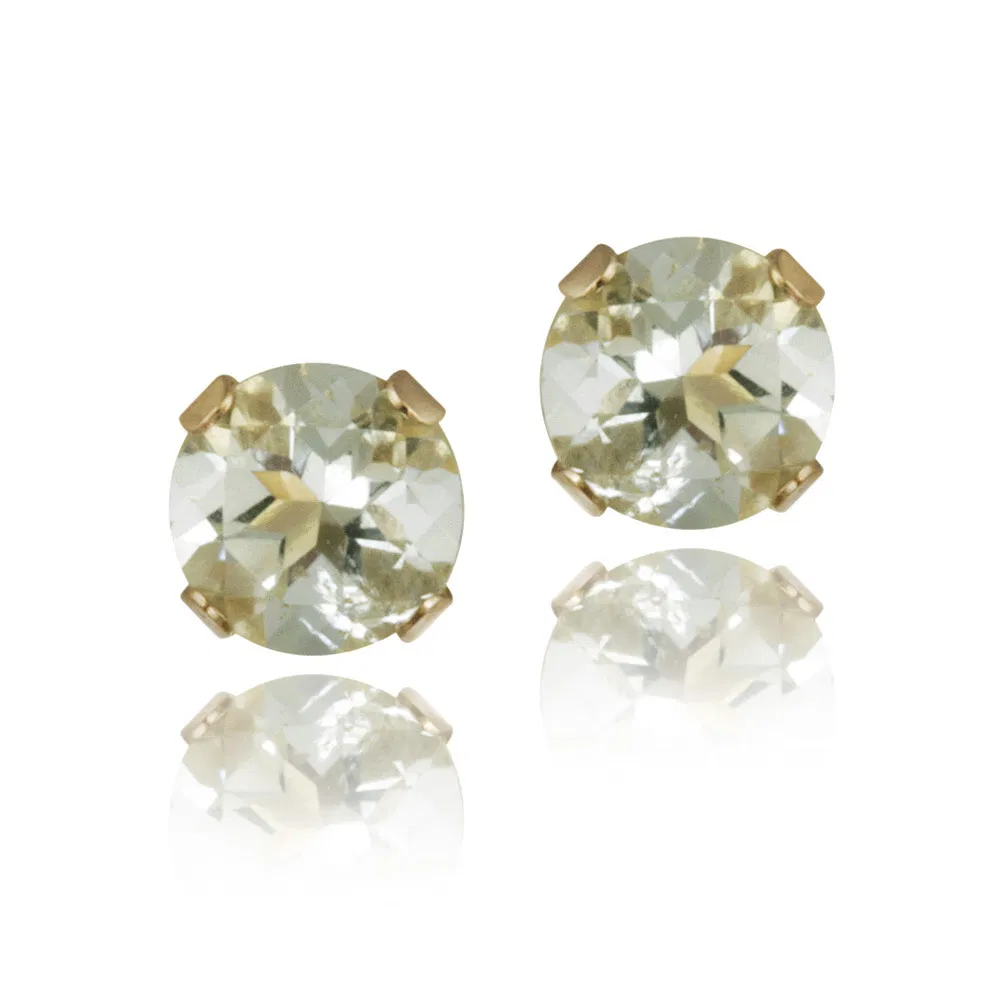 14K Yellow Gold 1/2ct Green Amethyst Stud Earrings, 4mm - Grocery