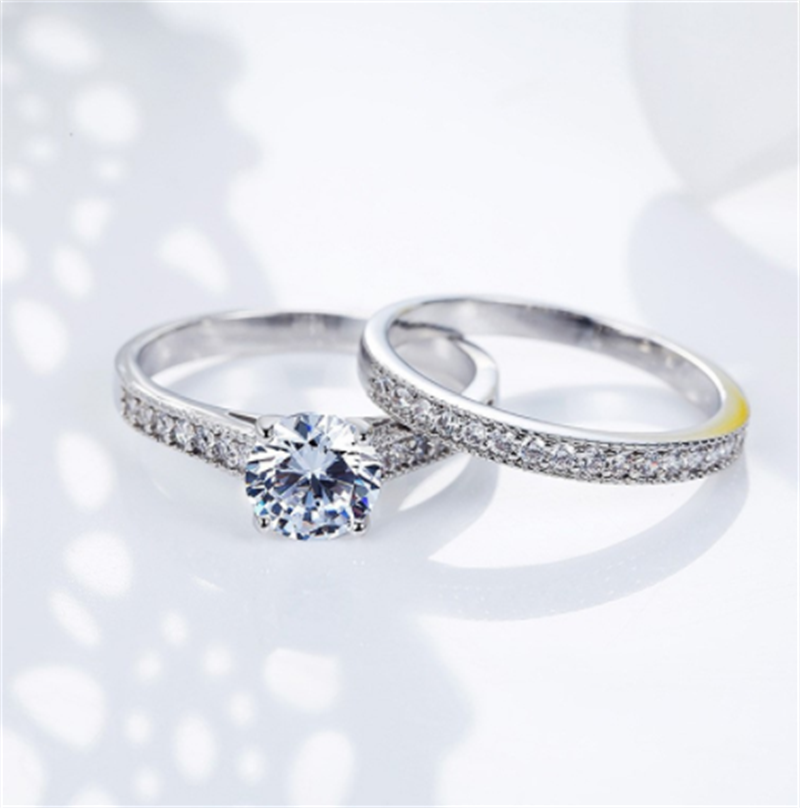 Copper Set Zircon Proposal Engagement Couple Ring - Grocery