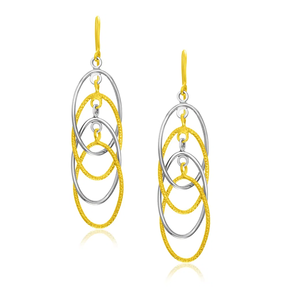 14k Two-Tone Gold Multiple Layer Interlaced Earrings - Grocery