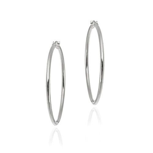 Sterling Silver 40mm Polished Hoop Earrings - Grocery