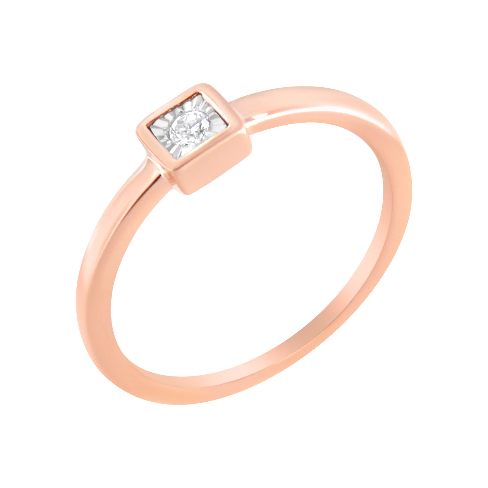 14K Rose Gold Plated .925 Sterling Silver 1/20 cttw Miracle Set Diamond Promise Ring (J-K Color, I1-I2 Clarity) - Grocery