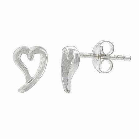 Sterling Silver Open Heart Mini Stud Earrings - Grocery