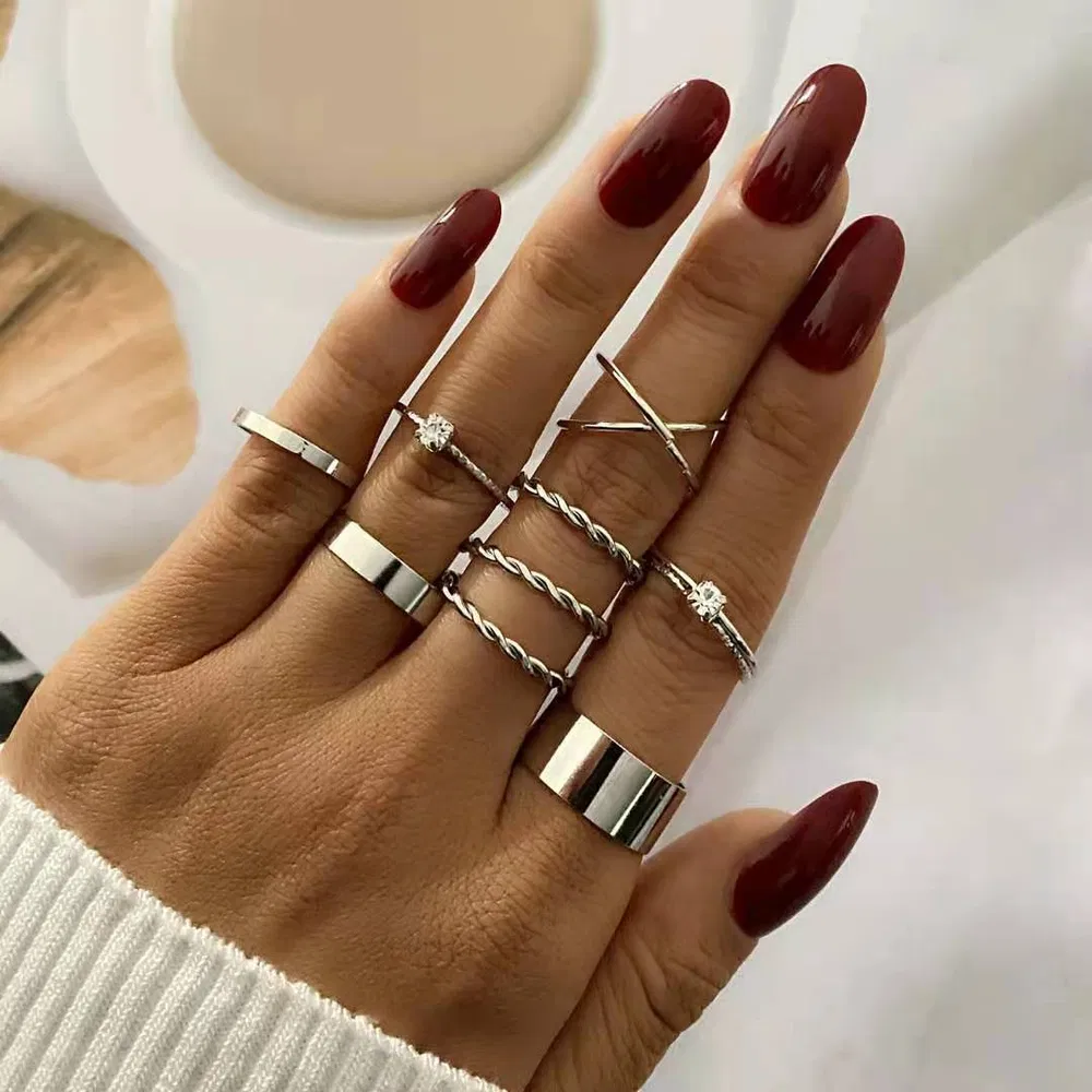 Set Woven Joint Ring Twisted 9Pieces - Grocery