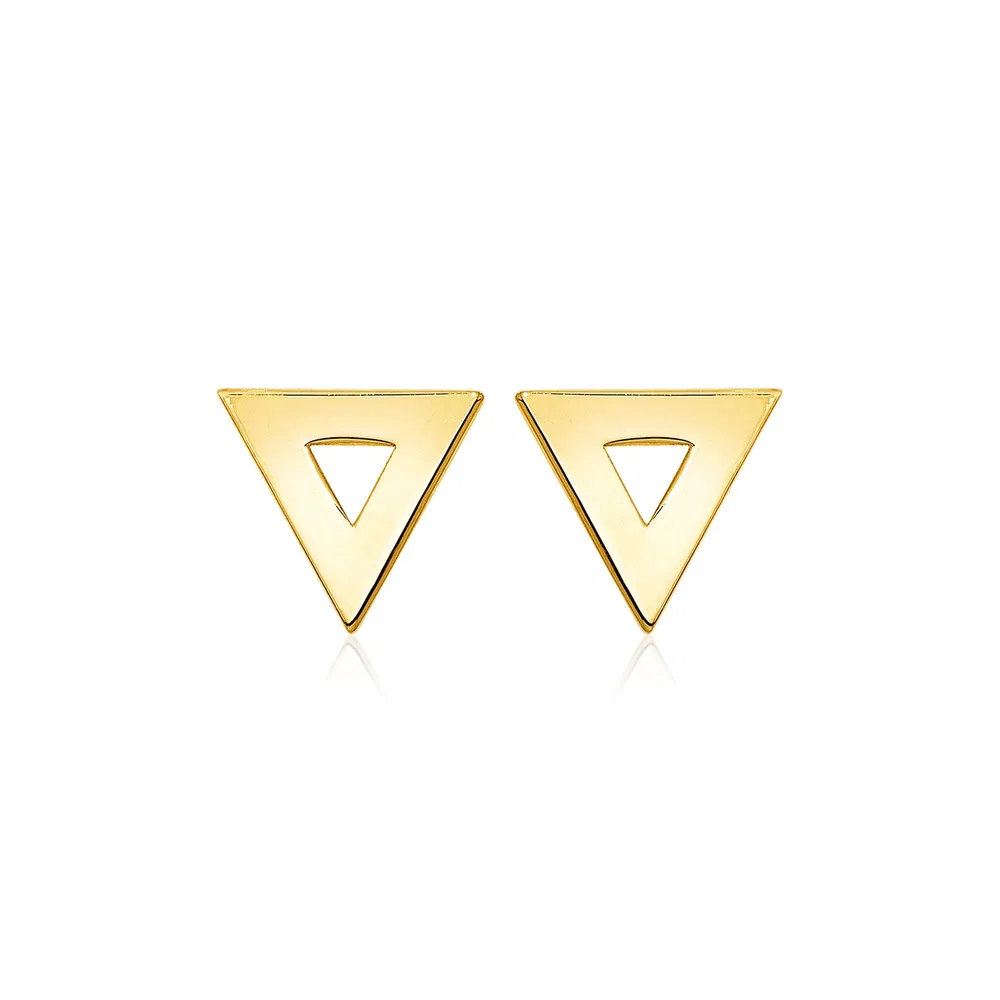 14k Yellow Gold Polished Open Triangle Post Earrings - Grocery
